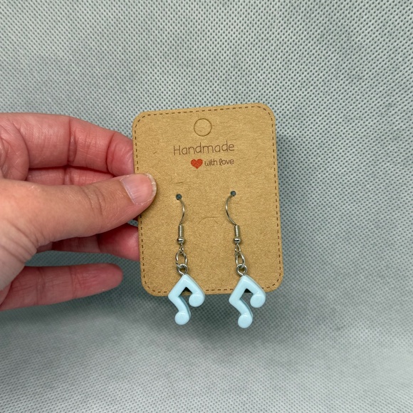Handmade Blue Music Note Earrings - Picture 1 of 6